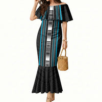 Personalised Faleula Samoa Mermaid Dress Samoan Tribal Pattern LT05 Women Blue - Polynesian Pride