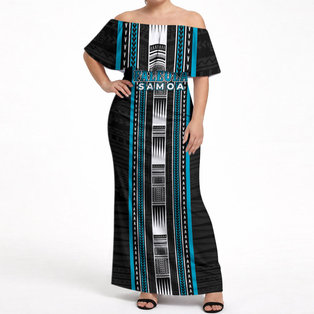 Personalised Faleula Samoa Off Shoulder Maxi Dress Samoan Tribal Pattern