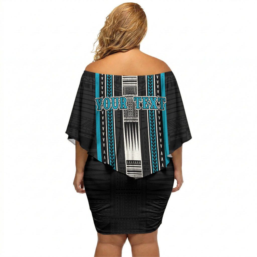 Personalised Faleula Samoa Off Shoulder Short Dress Samoan Tribal Pattern LT05 - Polynesian Pride