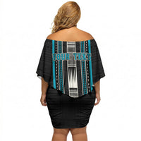 Personalised Faleula Samoa Off Shoulder Short Dress Samoan Tribal Pattern LT05 - Polynesian Pride