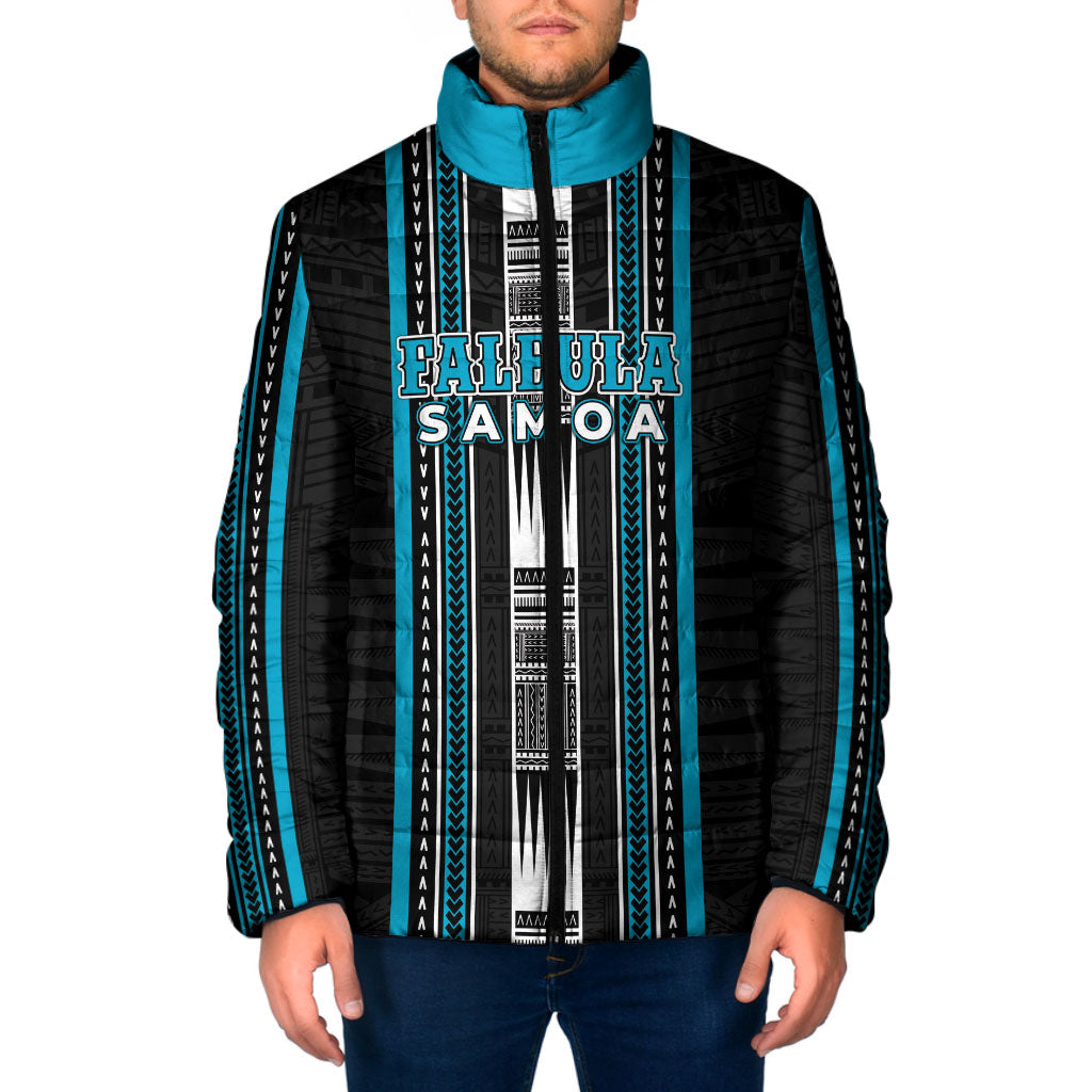 Personalised Faleula Samoa Padded Jacket Samoan Tribal Pattern LT05 Men Blue - Polynesian Pride