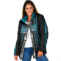 Personalised Faleula Samoa Padded Jacket Samoan Tribal Pattern LT05 Women Blue - Polynesian Pride