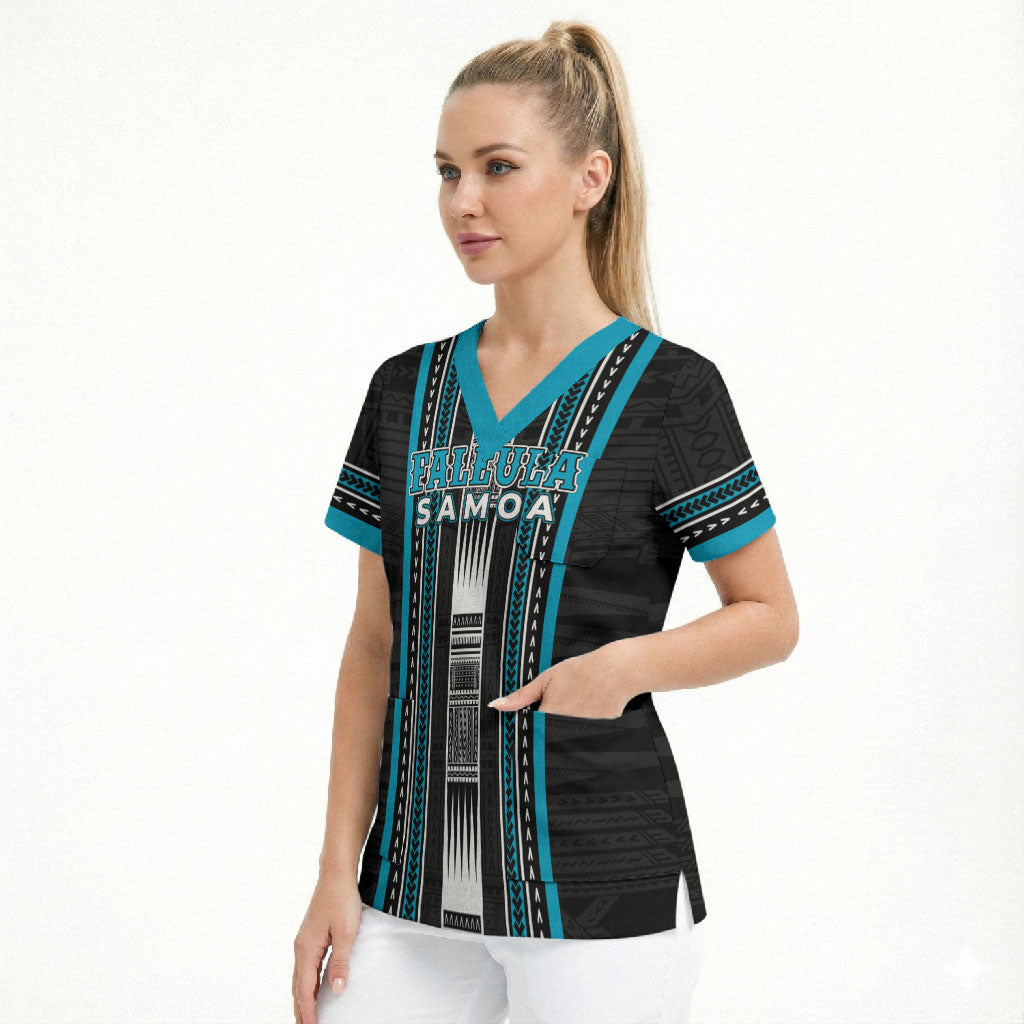 Personalised Faleula Samoa Scrub Top Samoan Tribal Pattern