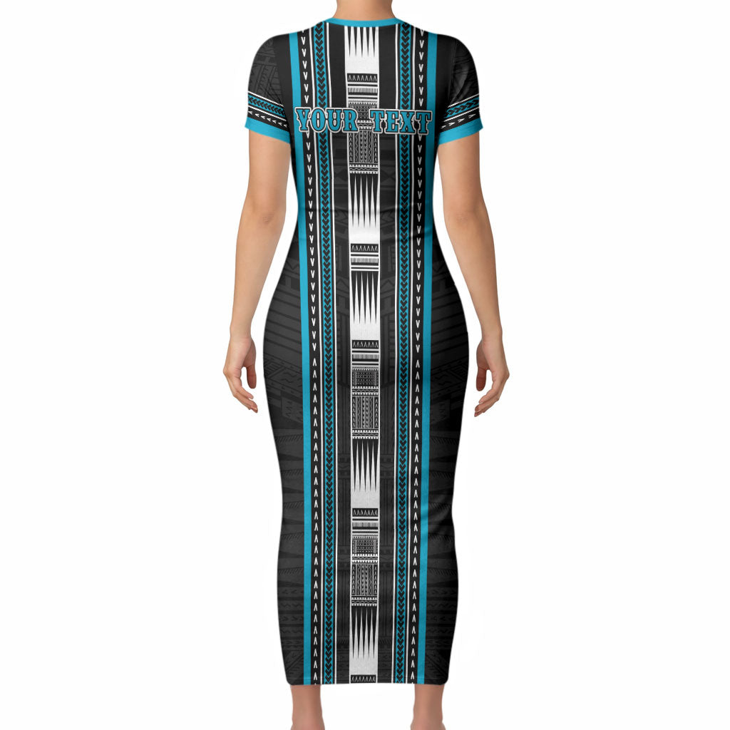 Personalised Faleula Samoa Short Sleeve Bodycon Dress Samoan Tribal Pattern LT05 - Polynesian Pride