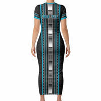 Personalised Faleula Samoa Short Sleeve Bodycon Dress Samoan Tribal Pattern LT05 - Polynesian Pride