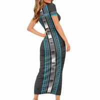 Personalised Faleula Samoa Short Sleeve Bodycon Dress Samoan Tribal Pattern LT05 - Polynesian Pride