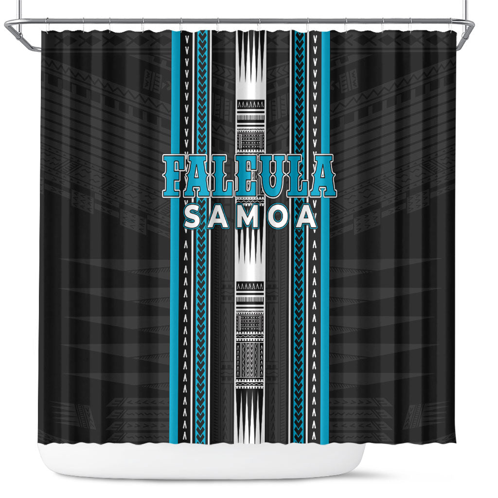 Faleula Samoa Shower Curtain Samoan Tribal Pattern LT05 Blue - Polynesian Pride