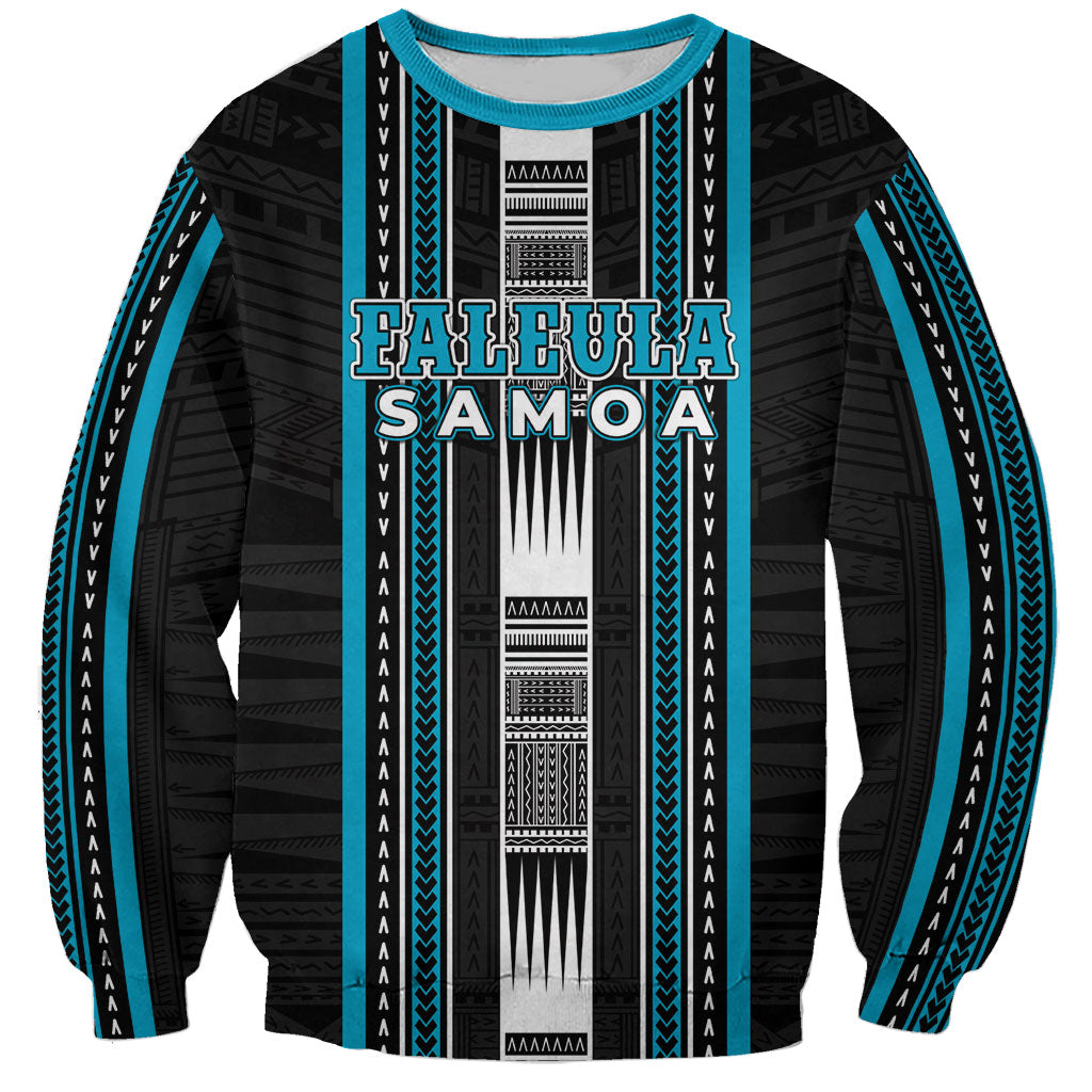 Personalised Faleula Samoa Sweatshirt Samoan Tribal Pattern LT05 Unisex Blue - Polynesian Pride