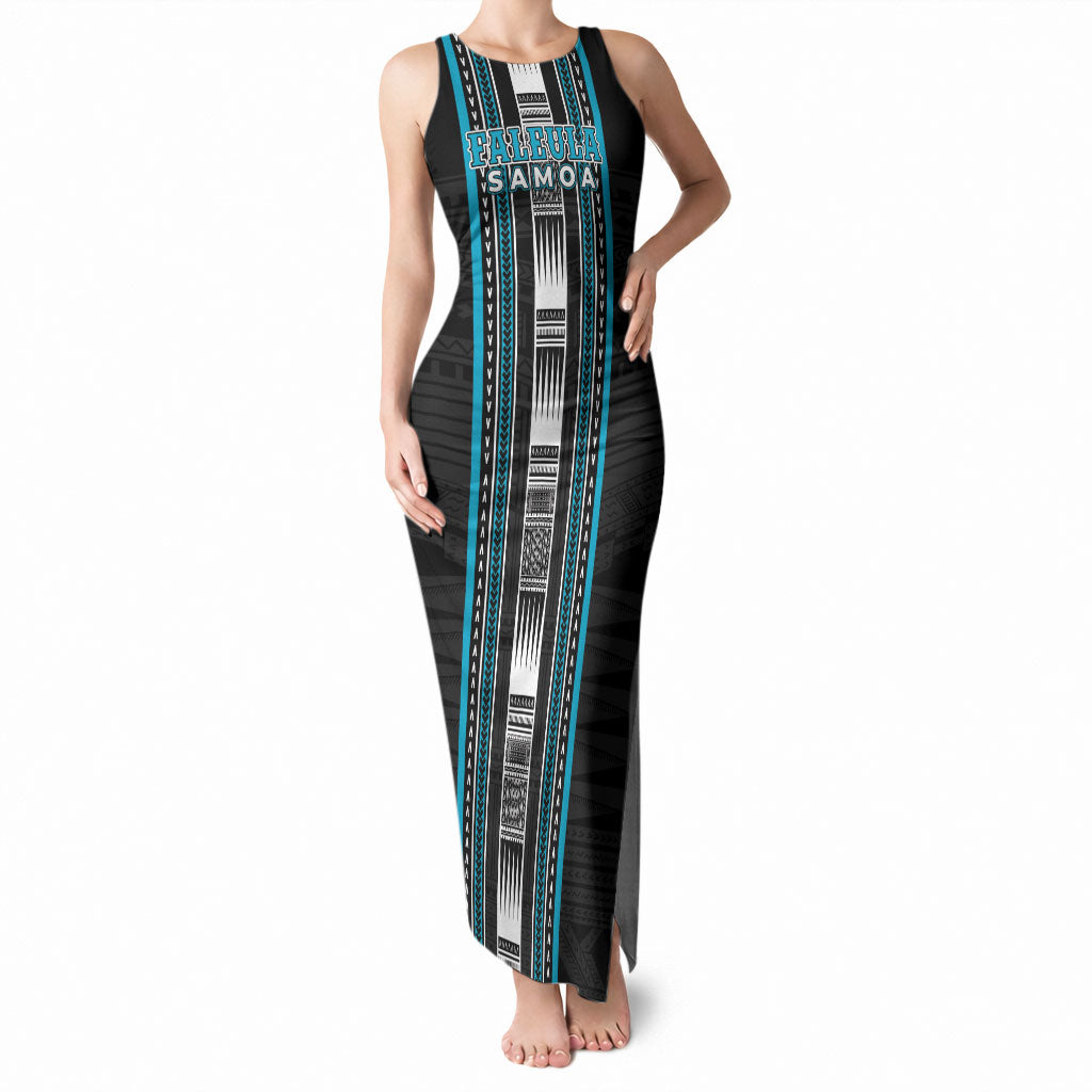 Personalised Faleula Samoa Tank Maxi Dress Samoan Tribal Pattern LT05 Women Blue - Polynesian Pride