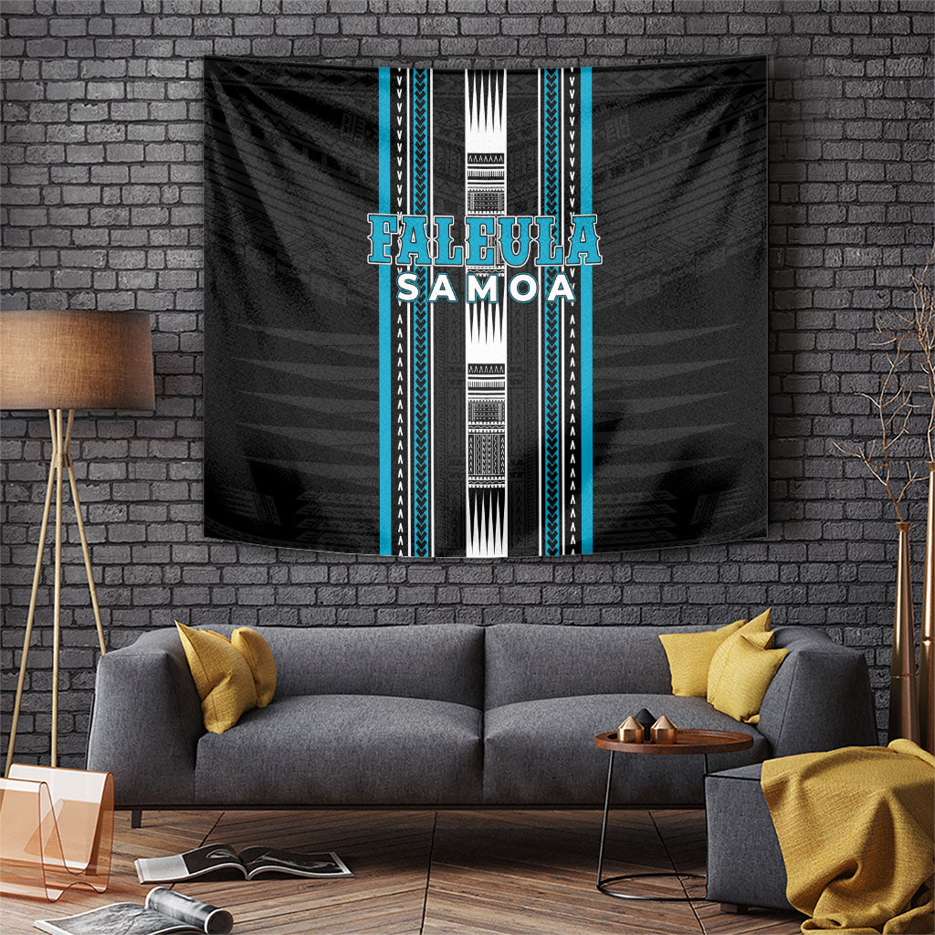 Faleula Samoa Tapestry Samoan Tribal Pattern LT05 Blue - Polynesian Pride