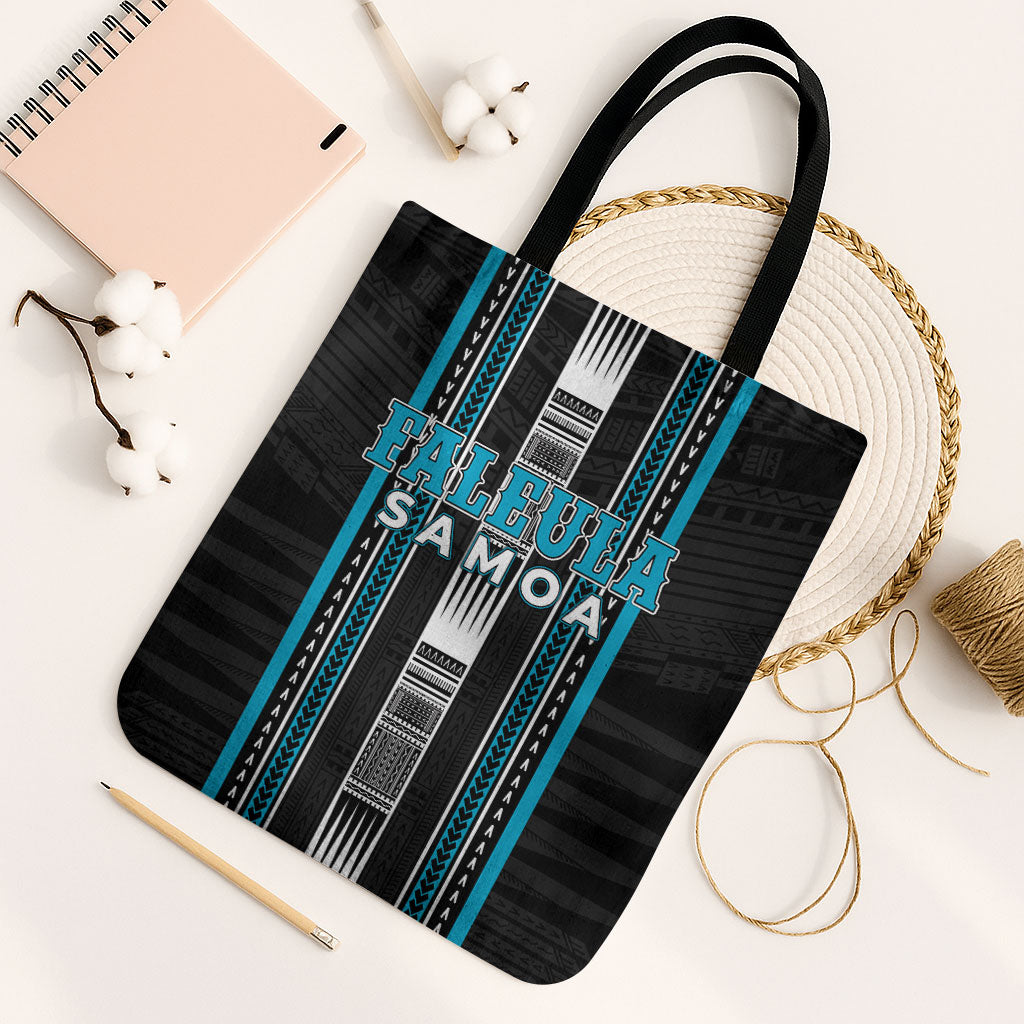 Faleula Samoa Tote Bag Samoan Tribal Pattern LT05 Black Strap One Size Blue - Polynesian Pride