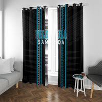 Faleula Samoa Window Curtain Samoan Tribal Pattern LT05 With Grommets Blue - Polynesian Pride