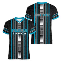 Personalised Faleula Samoa Women V-Neck T-Shirt Samoan Tribal Pattern LT05 - Polynesian Pride