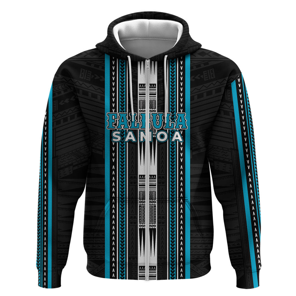 Personalised Faleula Samoa Zip Hoodie Samoan Tribal Pattern LT05 Zip Hoodie Blue - Polynesian Pride