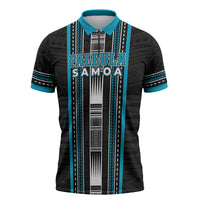 Personalised Faleula Samoa Zipper Polo Shirt Samoan Tribal Pattern LT05 Blue - Polynesian Pride