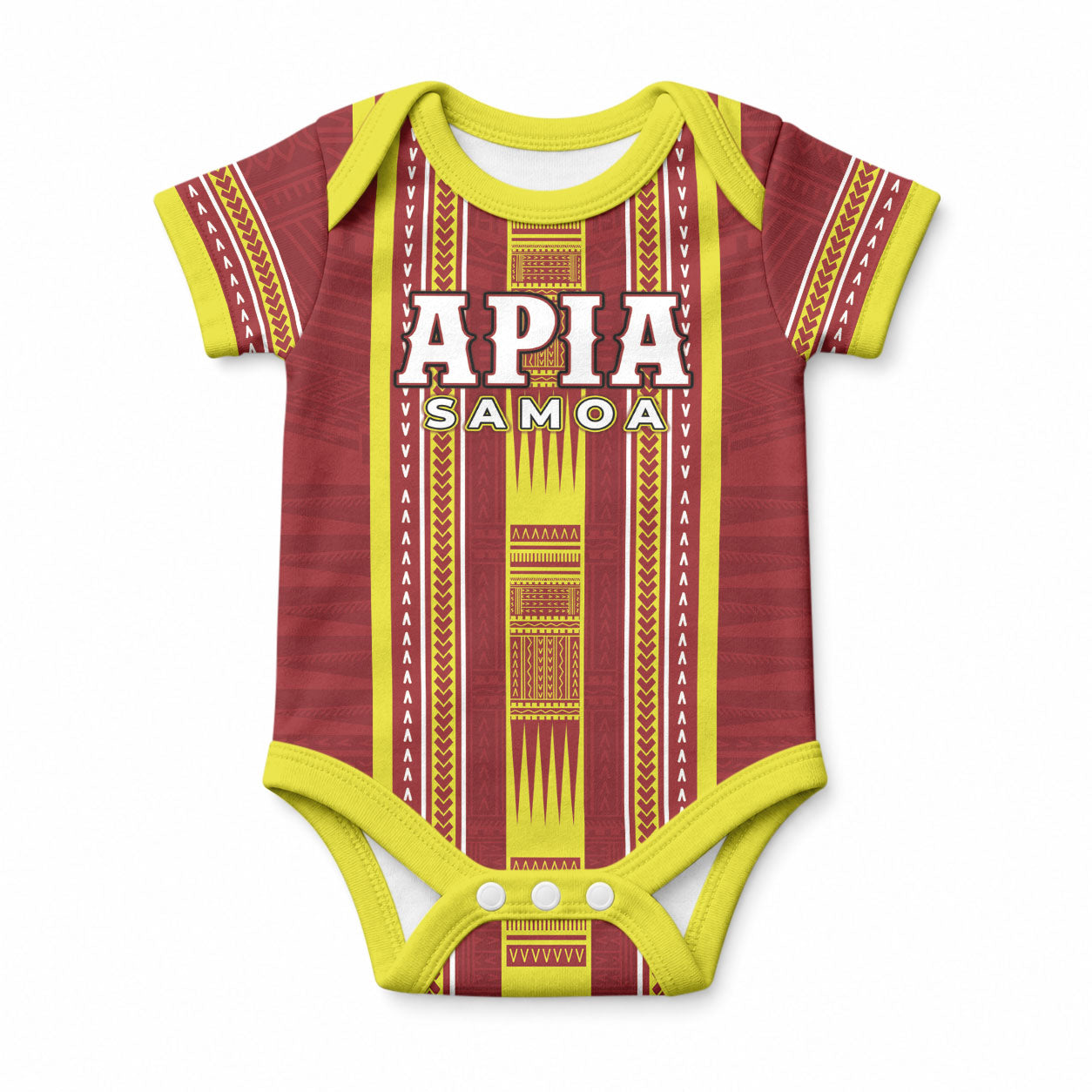 Personalised Apia Samoa Baby Onesie Samoan Tribal Pattern LT05 Red - Polynesian Pride