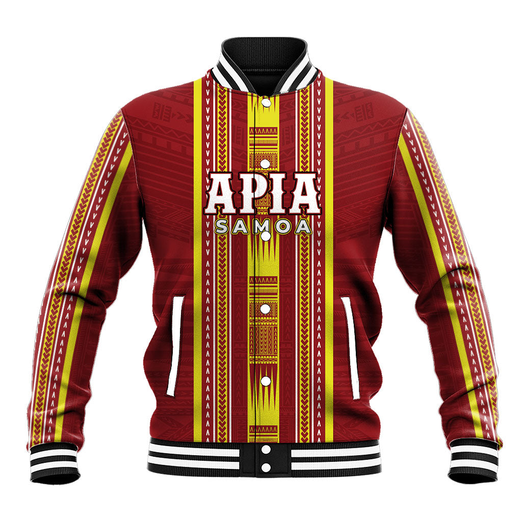 Personalised Apia Samoa Baseball Jacket Samoan Tribal Pattern LT05 Unisex Red - Polynesian Pride