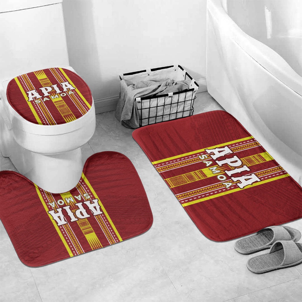 Apia Samoa Bathroom Set Samoan Tribal Pattern LT05 Mat Set Only (3 pcs) One Size Red - Polynesian Pride