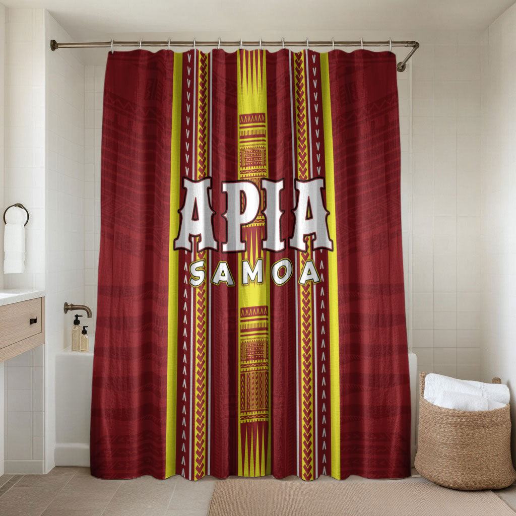 Apia Samoa Bathroom Set Samoan Tribal Pattern LT05 Shower Curtain Only Red - Polynesian Pride