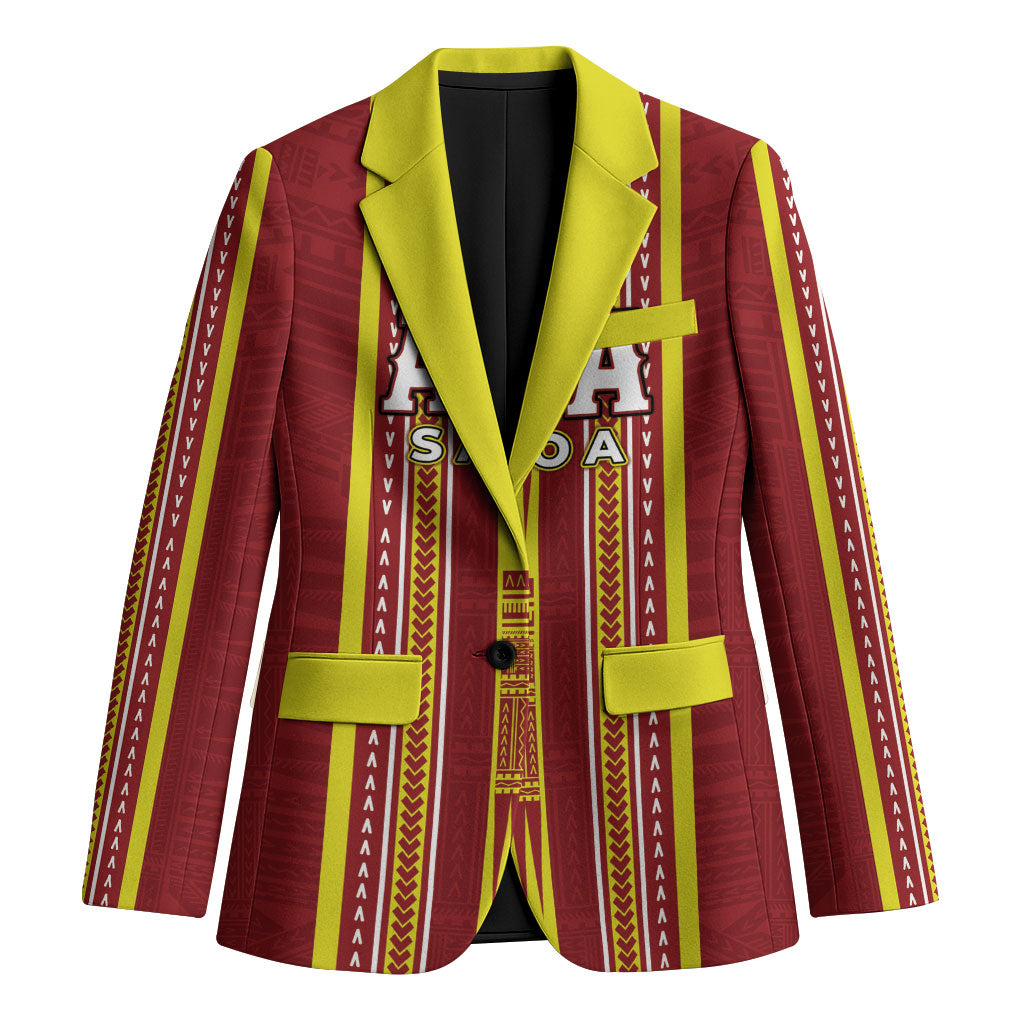 Personalised Apia Samoa Blazer Samoan Tribal Pattern LT05 Unisex Red - Polynesian Pride