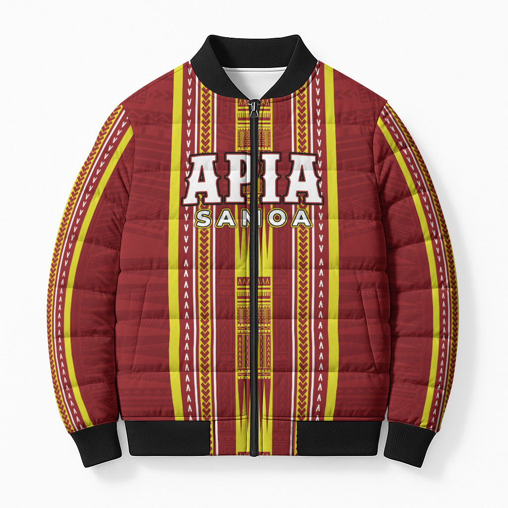 Personalised Apia Samoa Bomber Puffer Jacket Samoan Tribal Pattern LT05 Unisex Red - Polynesian Pride