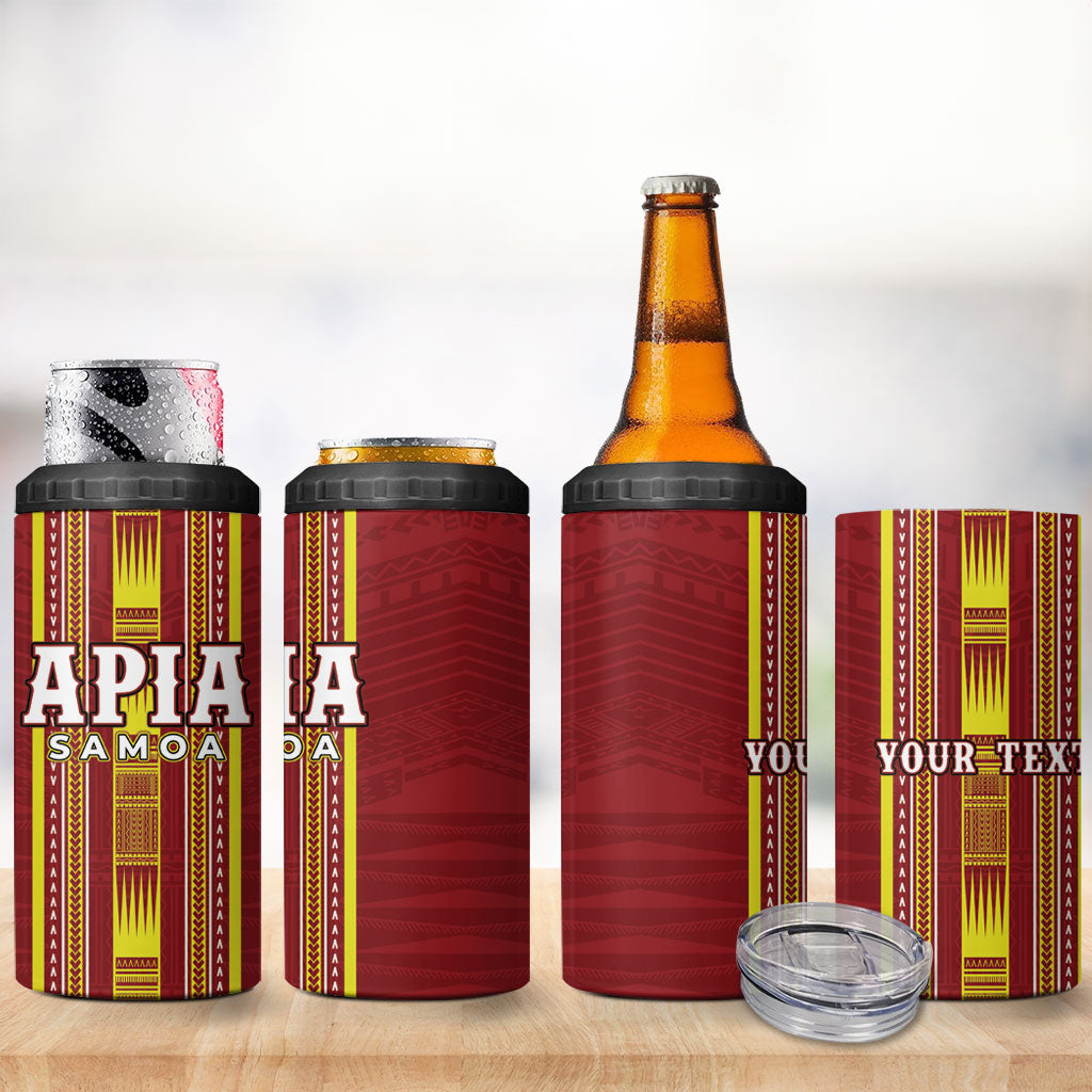 Personalised Apia Samoa 4 in 1 Can Cooler Tumbler Samoan Tribal Pattern