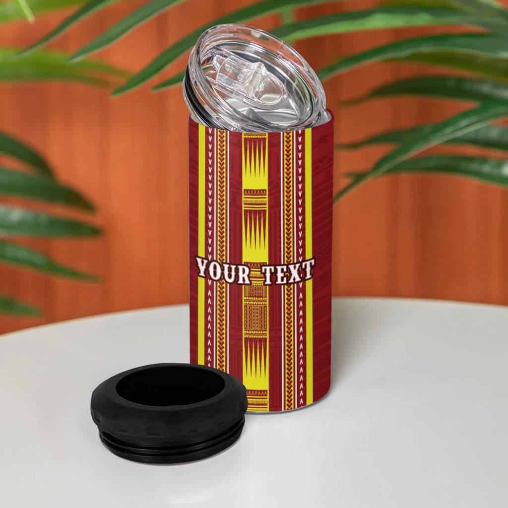 Personalised Apia Samoa 4 in 1 Can Cooler Tumbler Samoan Tribal Pattern