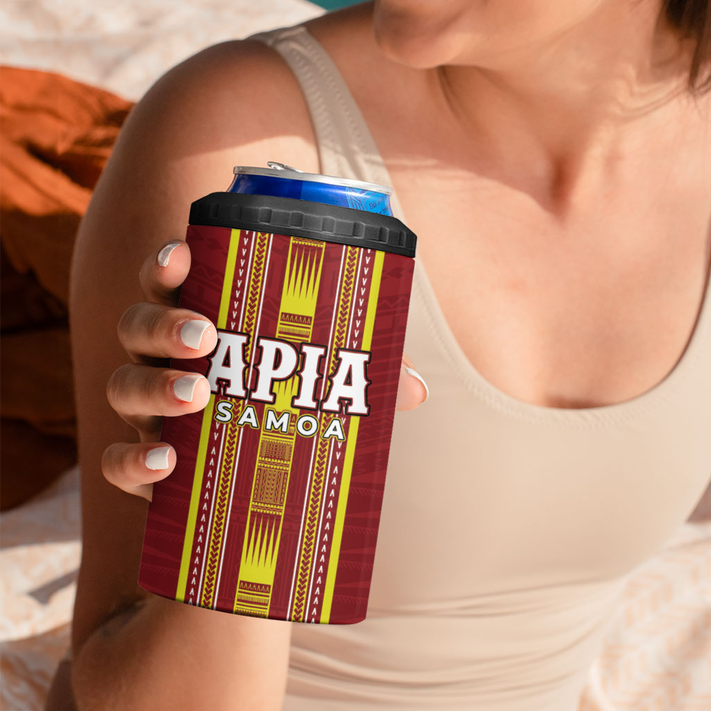 Personalised Apia Samoa 4 in 1 Can Cooler Tumbler Samoan Tribal Pattern
