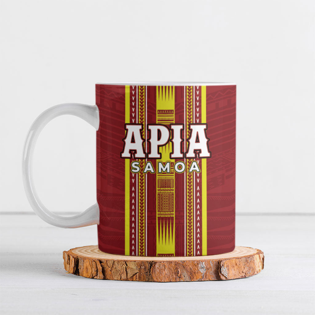 Personalised Apia Samoa Ceramic Mug Samoan Tribal Pattern LT05 Red - Polynesian Pride