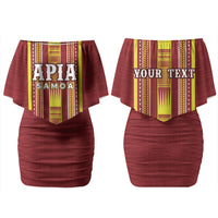 Personalised Apia Samoa Couples Matching Off Shoulder Short Dress and Long Sleeve Button Shirt Samoan Tribal Pattern LT05 - Polynesian Pride