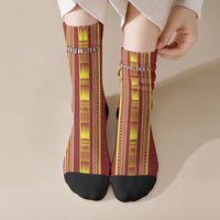 Personalised Apia Samoa Crew Socks Samoan Tribal Pattern LT05 Crew Socks Red - Polynesian Pride