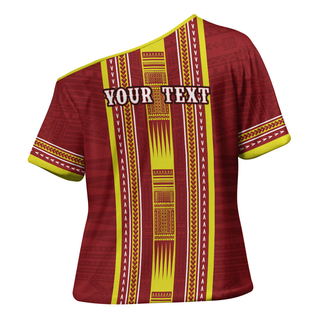 Personalised Apia Samoa Cross Shoulder Shirt Samoan Tribal Pattern LT05 - Polynesian Pride