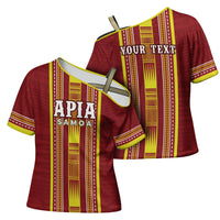 Personalised Apia Samoa Cross Shoulder Shirt Samoan Tribal Pattern LT05 - Polynesian Pride