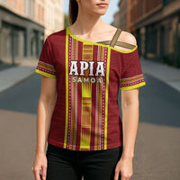Personalised Apia Samoa Cross Shoulder Shirt Samoan Tribal Pattern LT05 - Polynesian Pride