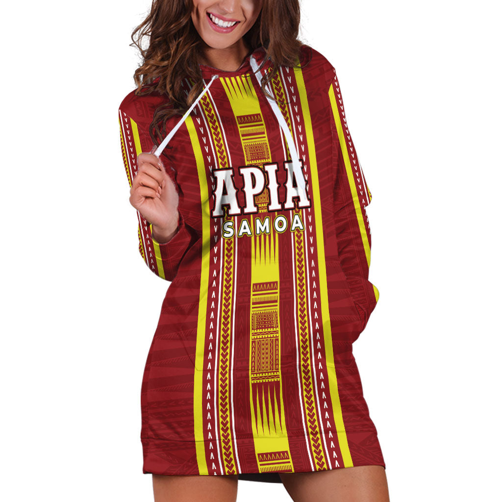 Personalised Apia Samoa Hoodie Dress Samoan Tribal Pattern LT05 Red - Polynesian Pride