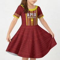 Personalised Apia Samoa Kid Short Sleeve Dress Samoan Tribal Pattern LT05 KID Red - Polynesian Pride
