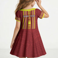 Personalised Apia Samoa Kid Short Sleeve Dress Samoan Tribal Pattern LT05 - Polynesian Pride