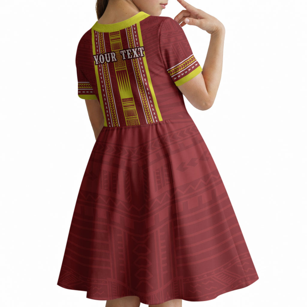 Personalised Apia Samoa Kid Short Sleeve Dress Samoan Tribal Pattern LT05 - Polynesian Pride