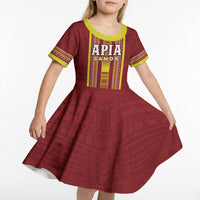 Personalised Apia Samoa Kid Short Sleeve Dress Samoan Tribal Pattern LT05 - Polynesian Pride
