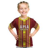 Personalised Apia Samoa Kid T Shirt Samoan Tribal Pattern LT05 Red - Polynesian Pride