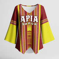 Personalised Apia Samoa Kimono Sleeve Blouse Samoan Tribal Pattern LT05 Female Red - Polynesian Pride