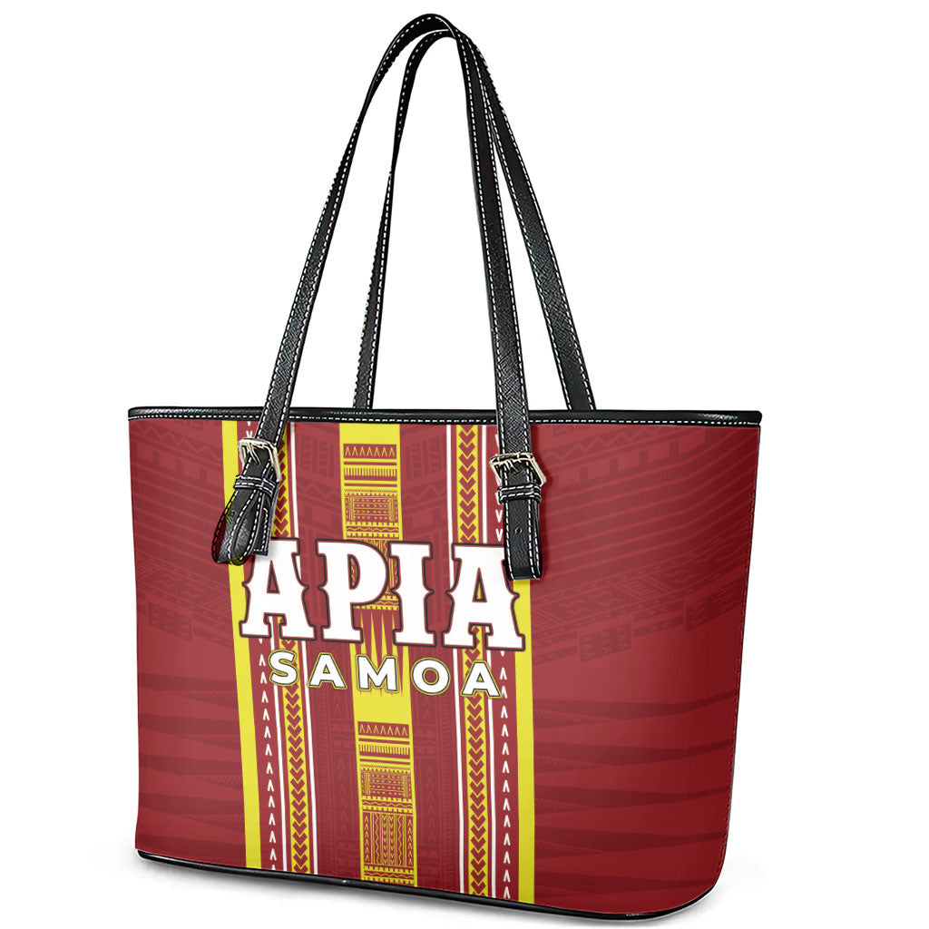 Apia Samoa Leather Tote Bag Samoan Tribal Pattern LT05 - Polynesian Pride