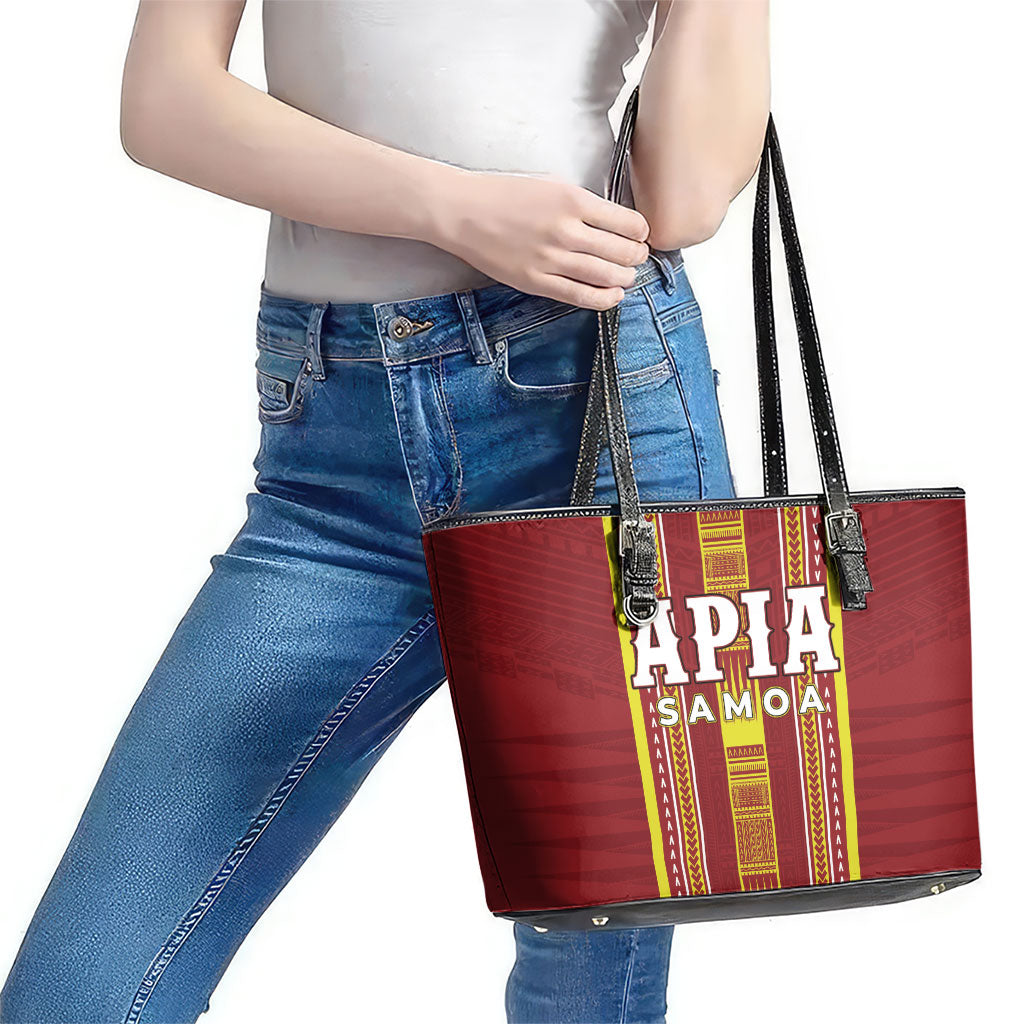 Apia Samoa Leather Tote Bag Samoan Tribal Pattern LT05 - Polynesian Pride