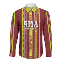 Personalised Apia Samoa Long Sleeve Button Shirt Samoan Tribal Pattern