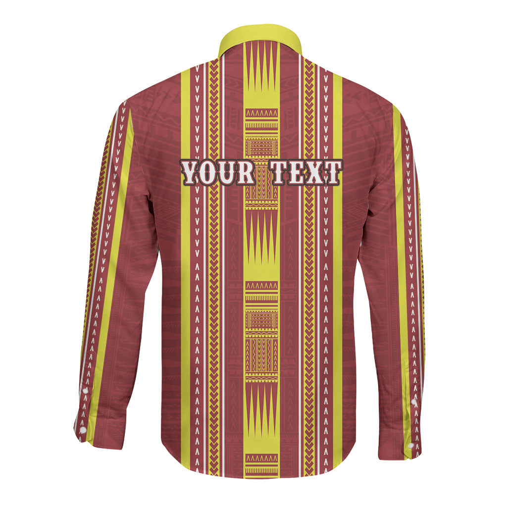 Personalised Apia Samoa Long Sleeve Button Shirt Samoan Tribal Pattern