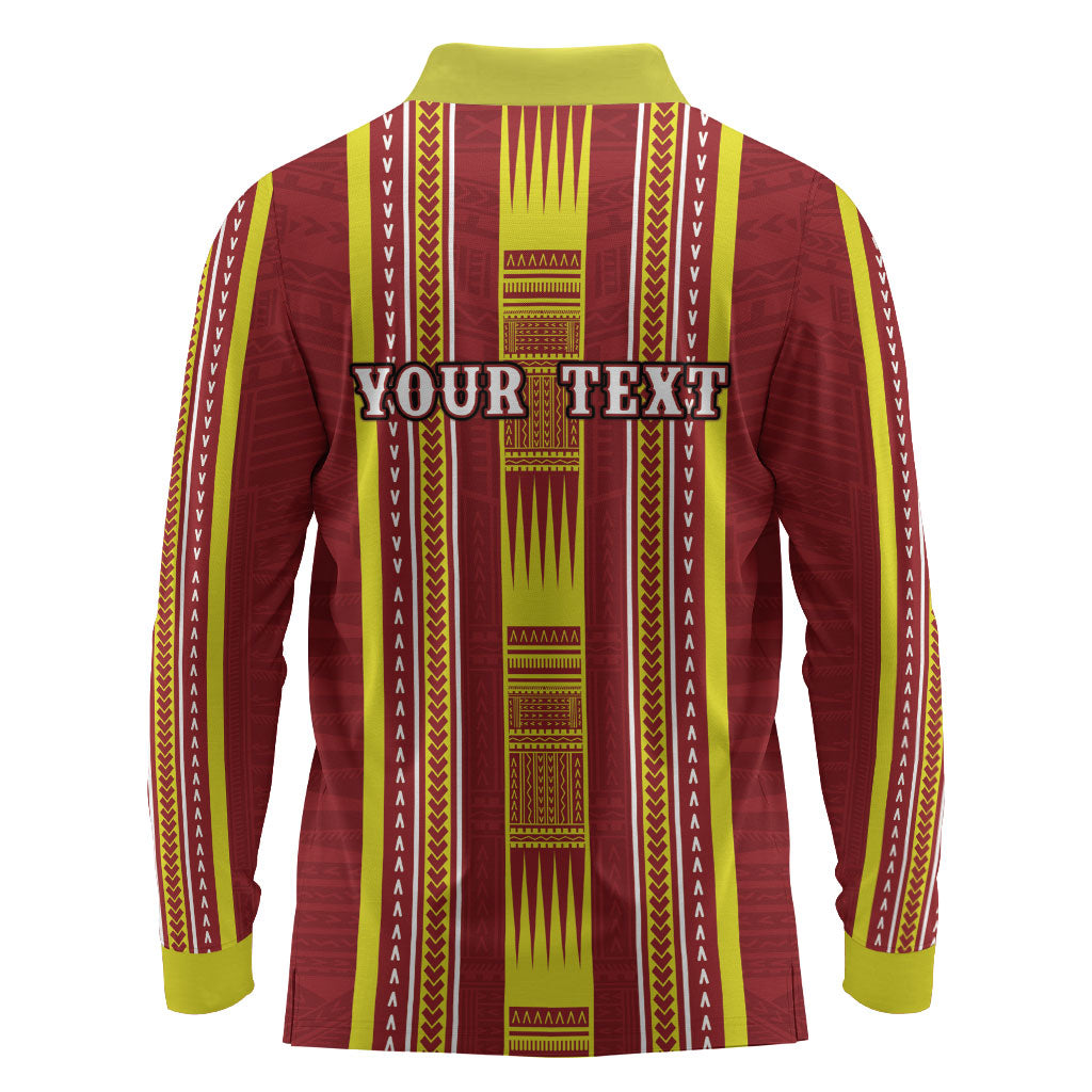 Personalised Apia Samoa Long Sleeve Polo Shirt Samoan Tribal Pattern