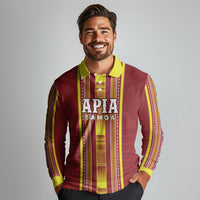 Personalised Apia Samoa Long Sleeve Polo Shirt Samoan Tribal Pattern