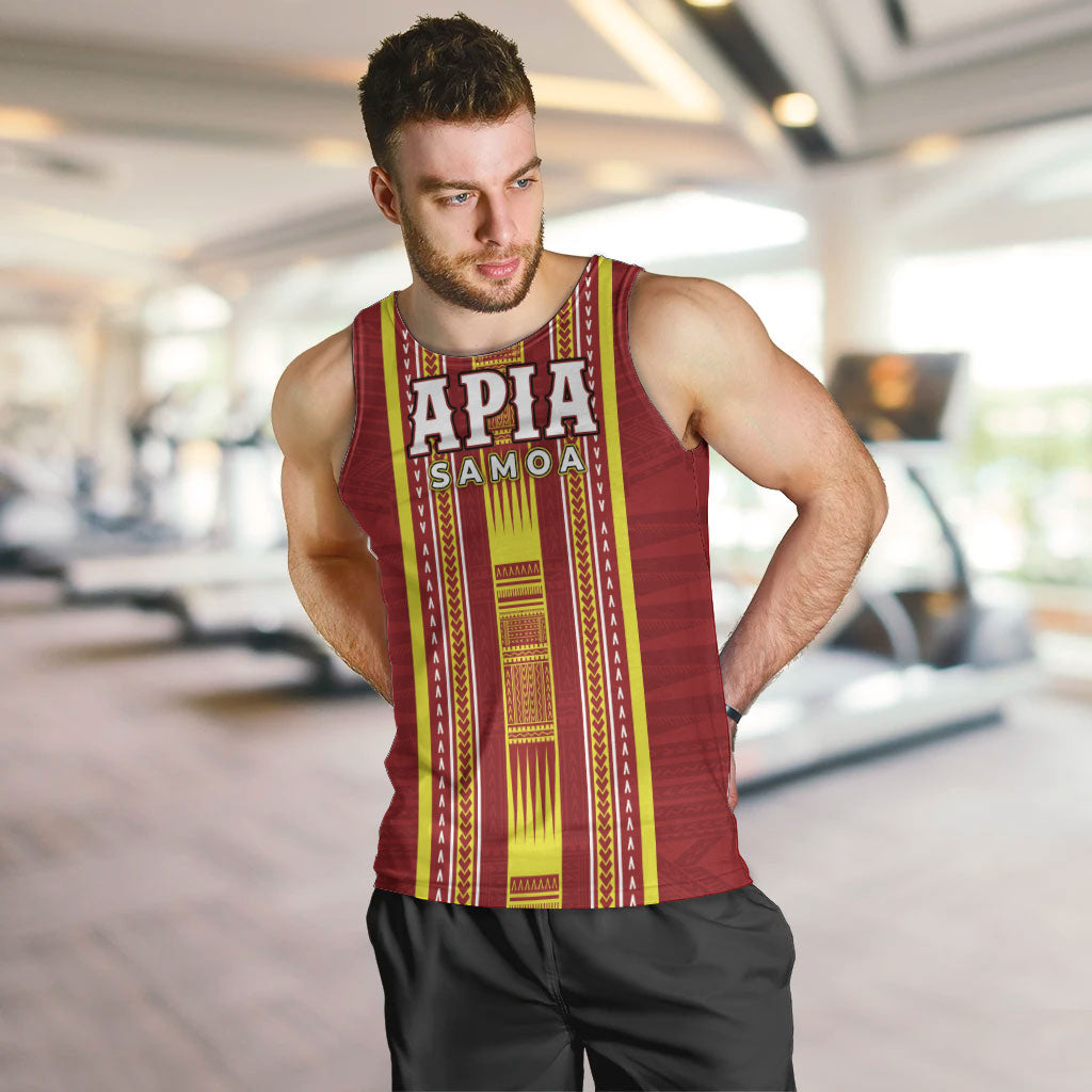 Personalised Apia Samoa Men Tank Top Samoan Tribal Pattern LT05 Red - Polynesian Pride