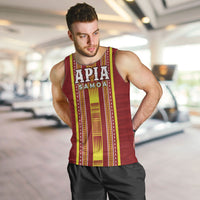 Personalised Apia Samoa Men Tank Top Samoan Tribal Pattern LT05 Red - Polynesian Pride