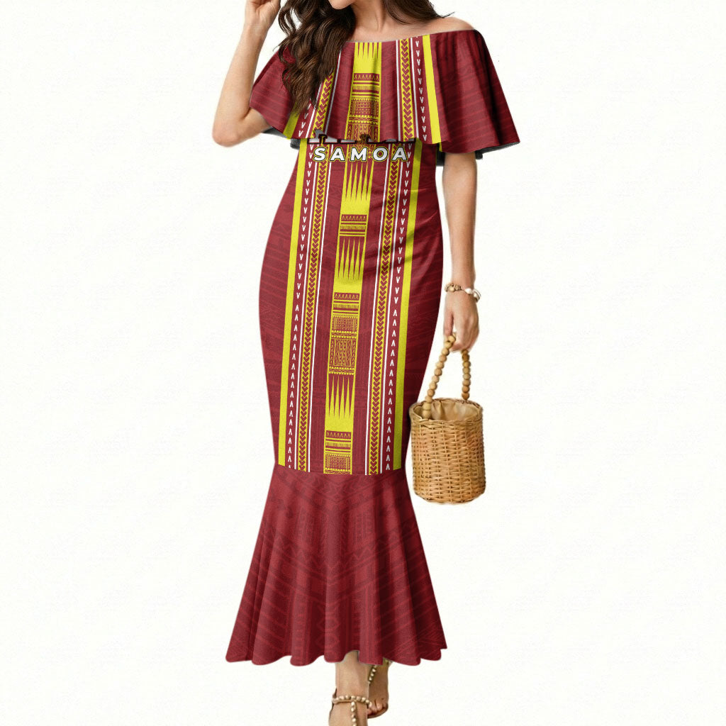 Personalised Apia Samoa Mermaid Dress Samoan Tribal Pattern LT05 Women Red - Polynesian Pride